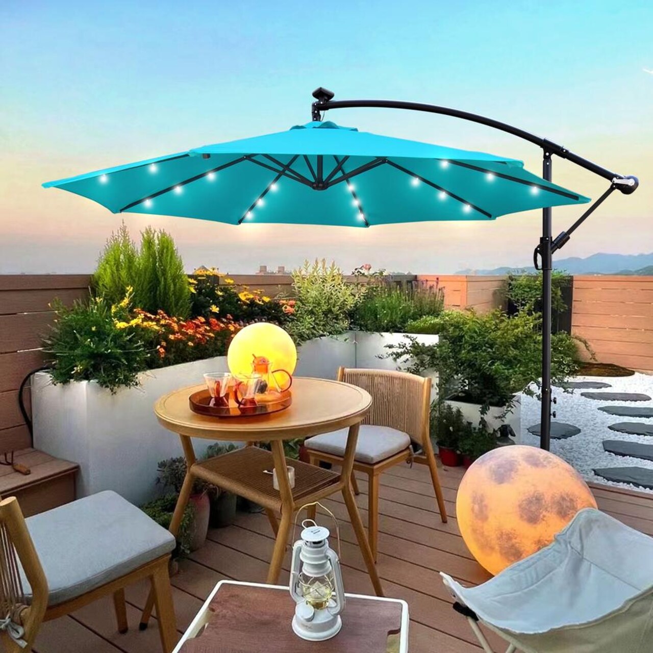 Edge Collections - SolarPowered Patio Umbrella with LED Lights - 1 Piece